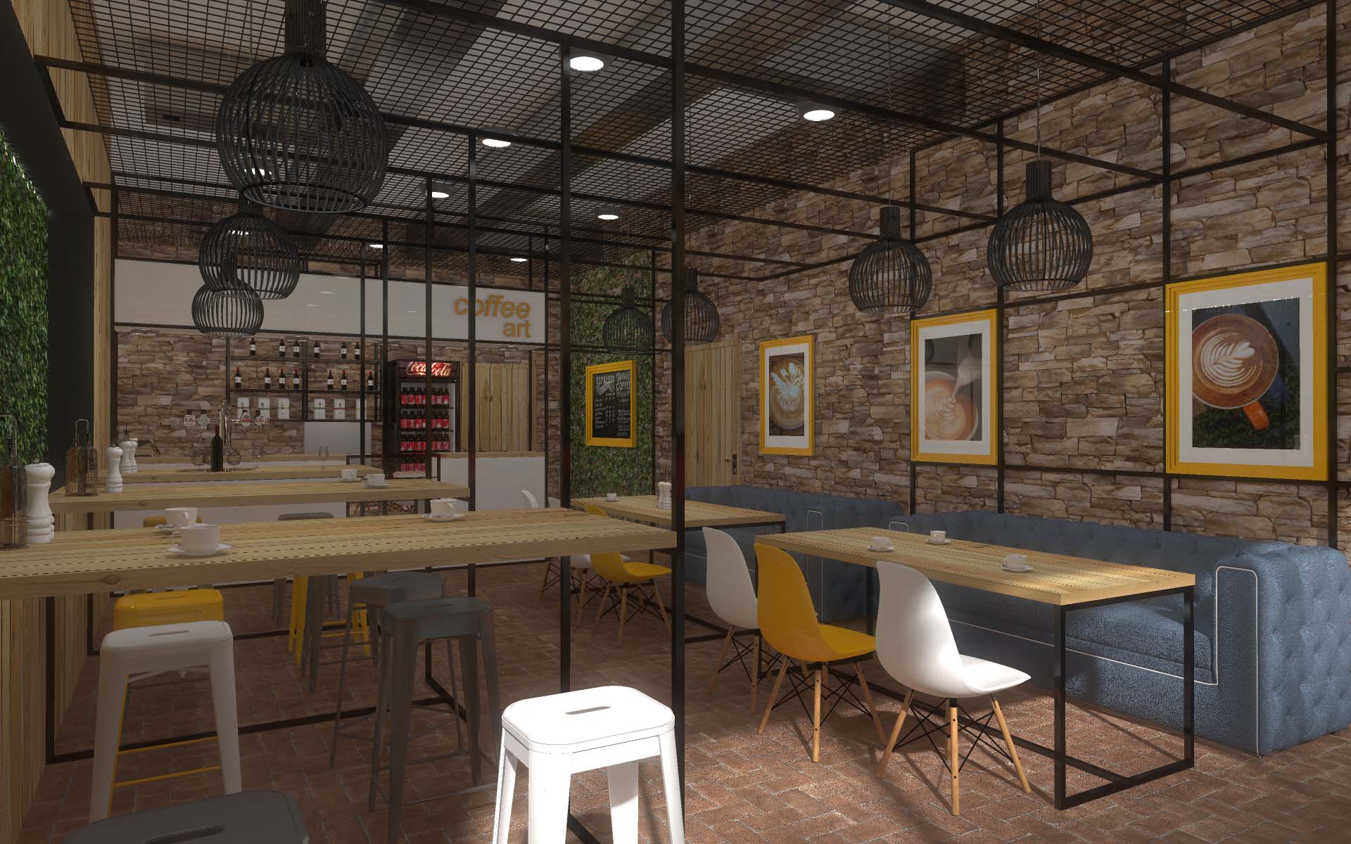 Projekt wnętrza kawiarni Coffe Shop w Bydgoszczy